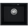 Sink Quality Crypton 55, kuchynský granitový drez 460x375x205 mm + chrómový sifón, čierna, SKQ-CRY.C.1KBO.55.X