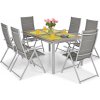 Záhradná jedálenská Hliníková súprava 6-miestna SUNNEX - stôl a 6 regulovateľných stoličiek strieborná