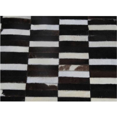 Tempo Kondela Luxusný kožený koberec, hnedá/čierna/biela, patchwork, 141x200, KOŽA TYP 6