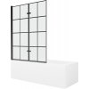 Mexen Cubik obdĺžniková vaňa 160 x 70 cm s plášťom a 2 krídlovou zástenou 120 cm, čierny vzor - 550316070X9212027077
