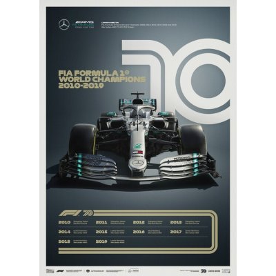 Umelecká tlač Formula 1 Decades - 2010's Mercedes-AMG Petronas F1 Team, (50 x 70 cm)