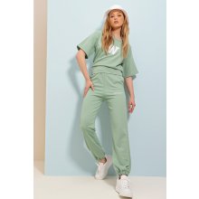 Trend Alaçatı Stili Women's Mint W Printed Tracksuit kaki