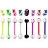 Šperky eshop - Priercing do jazyka - farebný motýlik W46.10 - Farba piercing: Biela