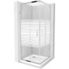 Mexen Rio štvorcová sprchová kabína 80 x 80 cm, pruhy, chrómová + závesný bidet Flat, biela- 860-080-080-01-20-4010