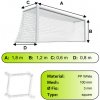 Sieť futbalovej bránky 1,8x1,2x0,6x0,8m/3mm#100mm 2ks biela