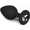 EasyToys Diamond Plug Medium Čierny s Kryštálom, Silikónový