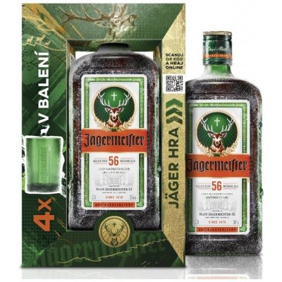 Jagermeister 35% 0,7 l (darčekové balenie 4 plastiové poháre)