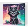 Vymalujsisam.sk Maľovanie podľa čísiel - Dúhové čierne mačiatko Veľkosť: 50x50cm, Rám: Na kartónovej doske