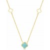 Lillian Vassago Zlatý náhrdelník s tyrkysom, štvorlístky LLV31-GN049 Farba zlata: Žltá, varianty: 41,5cm + 3cm