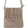 BORSE IN PELLE Kožená dámska crossbody kabelka v kroko dizajne prírodná hnedá