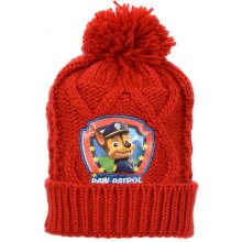pletená čiapka s brmbolcom Tlapková Patrola červená