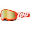 Okuliare 100% Strata 2 Orange (oranžová, zrkadlové zlaté plexi s čapmi pre strhávačky)