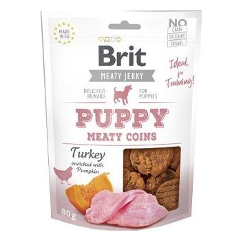 Brit maškrty Jerky Puppy Turkey Meaty Coins 80 g