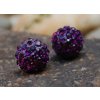 Náušnice fialovej farby brúsené sklo polgule