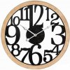Hodiny nástěnné - pr. 60 cm, kovovo-dřevěné, velké černé číslice