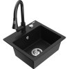 Mexen Milo, 1-komorový granitový drez 435x410x171 mm a drezová batéria Elia, čierna, 6505-77-670101-70