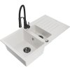 Mexen Matias, granitový drez 900x505x200 mm, 1,5-komorový a drezová batéria Aster, biela, 6502-20-73450-70-B