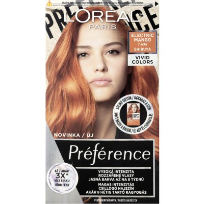 L'Oréal Paris Préférence Vivid Colors permanentná farba vlasov 7.434 Shibuya 150 ml
