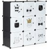 ModernHome PJJCBS0009-09D Dětská úložná skříň s 9 policemi 110 × 110 × 37 cm, černobílá