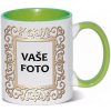 Hrnček s fotkou farebný rámik Ornament 350 ML FOTOpošta Farba: ZELENÝ