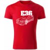 T-ričko BMW e36 line pánske tričko Farba trička: Červená, Farba potlače: Biela, Veľkosť: XXL