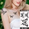 REBELULU Tetovačka Dočasné tetovanie Vodeodolná dočasná nálepka na tetovanie Čierna čiara Motýľ Butterfly Flash Tatoo Falošné tetovanie Body Art Ženy Muži