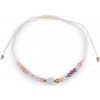 Náramok shamballa srdce a brúsené korálky s AB efektom - 1 ks 5 biela púdrová