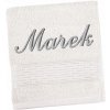 Pútko na froté uterák Bellatex s vyšitým menom, biele, 70x140 cm