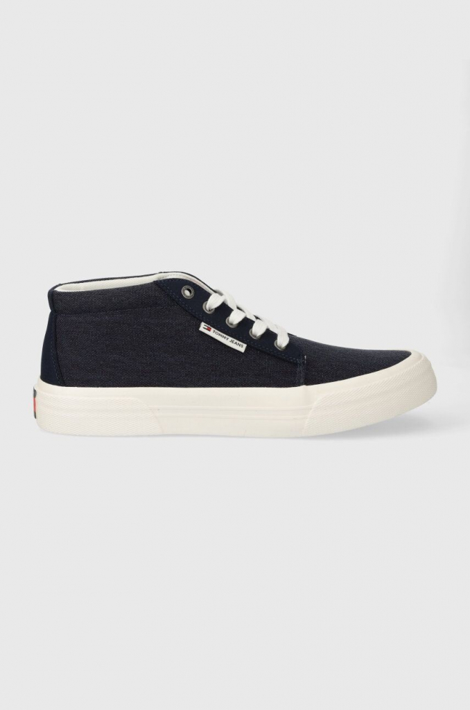 Tenisky Tommy Jeans TJM MID CUT CANVAS COLOR tmavomodrá , EM0EM01412