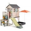 Domček na pilieroch s pieskoviskom pre záhradníka House On Stilts Life Smoby so šmykľavkou a UV filtrom