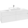 VILLEROY & BOCH Collaro závesná skrinka pod umývadlo na dosku (umývadlo v strede), 4 zásuvky, 1600 x 500 x 548 mm, Glossy White, C13400DH