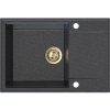 Sink Quality Sink55, kuchynský granitový drez 680x460x215 mm + zlatý sifón, čierna škvrnitá, SKQ-SINK.B.1KDO.XG