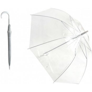 Dáždnik priehľadný plast kov bílý