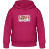 AWDis Detská Mikina s Kapucňu - Dizajn s témou Pes a Láska - Zvodná ružová - 12 - 13 Rokov - Detské