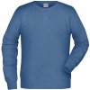 James & Nicholson (Daiber) Pánska mikina bez kapucne z biobavlny 8022 - Svetlý džínsový melír | 5XL