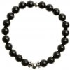 Pánsky Glosery náramok Stopery s čiernymi zirkónmi, korálka z chirurgickej ocele, lesklý čierny achát 8mm Obvod zápästia: M 17 cm