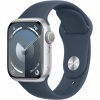 Chytré hodinky Apple Watch Series 9 41mm Strieborný hliník s búrkovo modrým športovým remienkom -M/L (MR913QC/A)