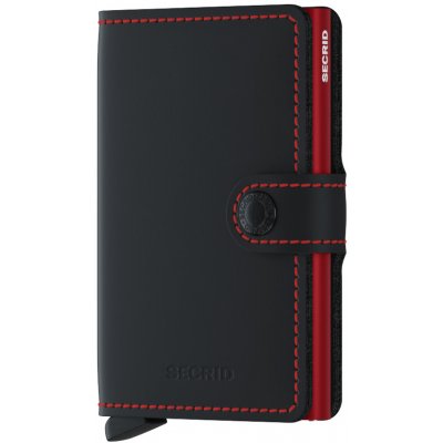 Secrid Kožené púzdro na karty Miniwallet Matte Black-Red s červeným prešívaním čierne