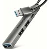 AXAGON HUE-STA, 4x USB ALU STRIP hub, 1x USB-A 5Gbps, 2x USB-A & 1x USB-C 480Mbps, kabel USB-A 12cm