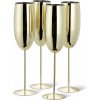 Oak & Steel Sada 4 nerezových pohárov na šampanské – zlatý lesklý dizajn 280 ml