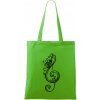 Husľový kľúč kvety - Taška bavlnená - 42 x 38 cm ( Apple Green )