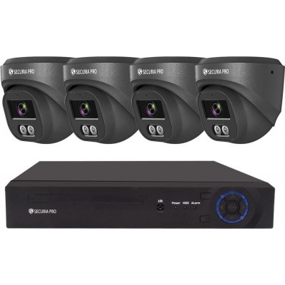 Securia Pro IP kamerový systém NVR4CHV4S-B DOME smart, čierny Nahrávanie: 8TB disk