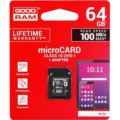 Goodram microSDXC 64GB UHS-1 U1 + adapter M1AA-0640R11 od 9,64 € -  Heureka.sk