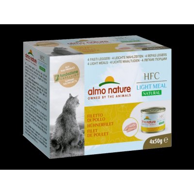Almo Nature HFC Natural Light Meal cat kuracie filetky v šťave MEGA PACK 4x 50g