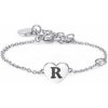 S'Agapõ Strieborný oceľový náramok s písmenom R Click SCK134