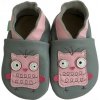 Hopi Hop Kožené capáčky Barefoot Veľ. XXL (2-3 roky) Sovinka na šedej