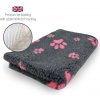 DRYBED Premium Vet Bed antracitový + fuchsia labky 100 x 75 cm