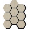Akustický obkladový panel Hexagon, MDF, drevo, 7980 × 6600 × 18 mm, dub svetlý, AKH001