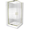 Mexen Rio štvorcový sprchový kút 90 x 90 cm, biele pruhy, zlatá + sprchová vanička Rio, biela - 860-090-090-50-20-4510
