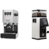 Gaggia New Classic E24 BC, stainless steel + Rancilio STILE, white